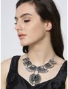 YouBella Oxidised Silver-Plated Stone-Studded Textured Necklace